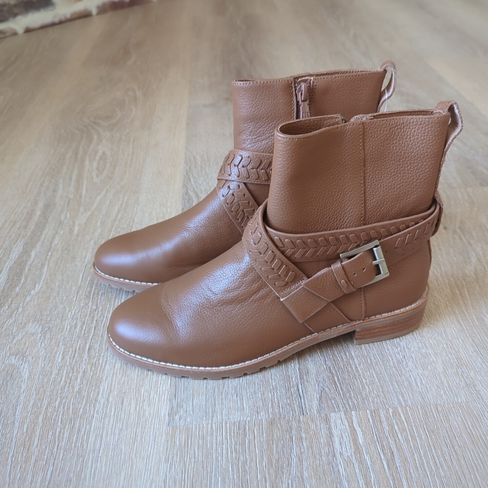 Jack Rogers Brown Leather Ankle Women's Buckle Biker Boots - Size 7.5